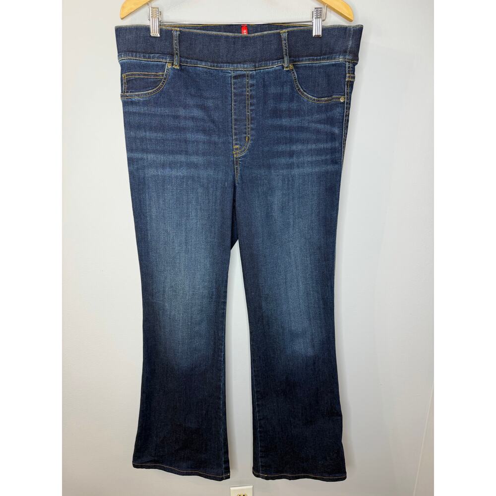 Spanx Flare Jeans Wide Leg Pull-on High rise Stretch Women's 1X Blue - Picture 6 of 9